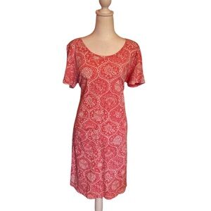 Cantoo Coral and White Patterned Dress